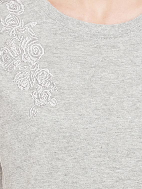 grey cotton solid tee - 15034156 - Zoom Image - 4