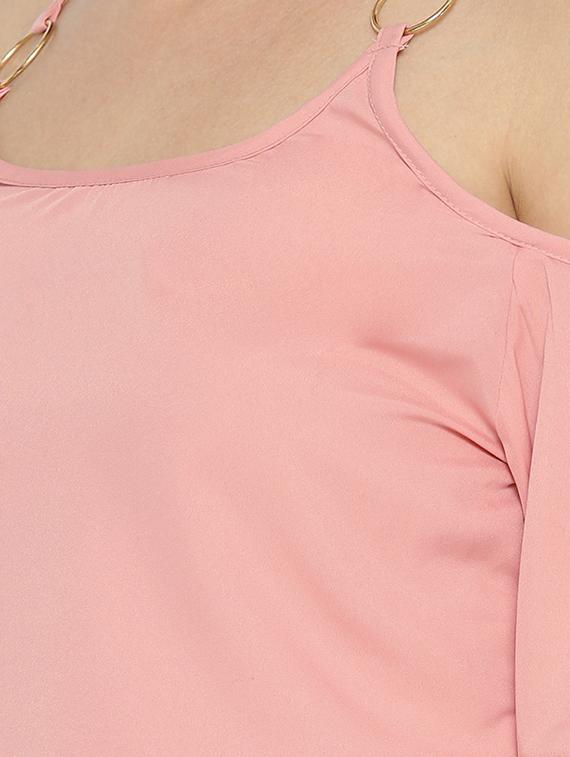 pink solid cold shoulder top - 15034246 - Zoom Image - 4