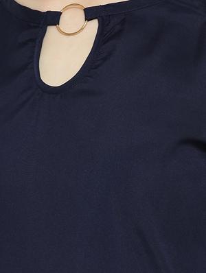 navy blue solid cold shoulder top - 15034258 - Standard Image - 4