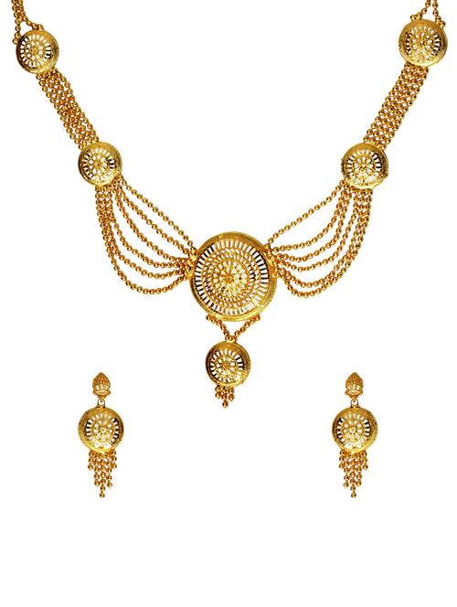 gold metal necklace & earrings set - 15034415 - Very Small Image - 1