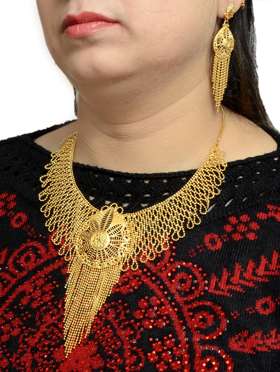 Gold Tone Necklace & Earrings Set - 15034424 - Zoom Image - 4