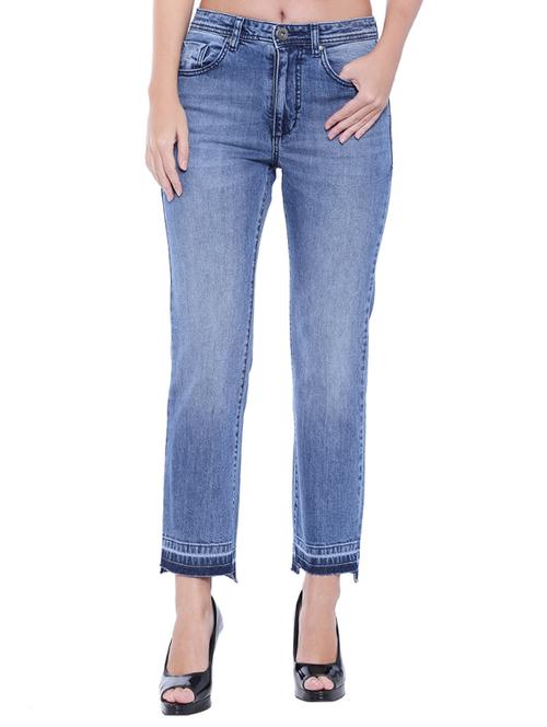 blue denim high rise jeans - 15037091 - Standard Image - 1