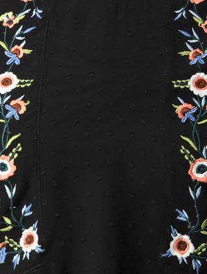 black solid embroidered top - 15037195 - Standard Image - 4