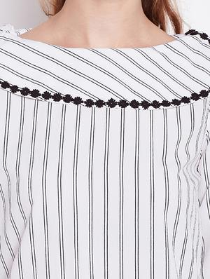 lace detail striped top - 15037764 - Standard Image - 4