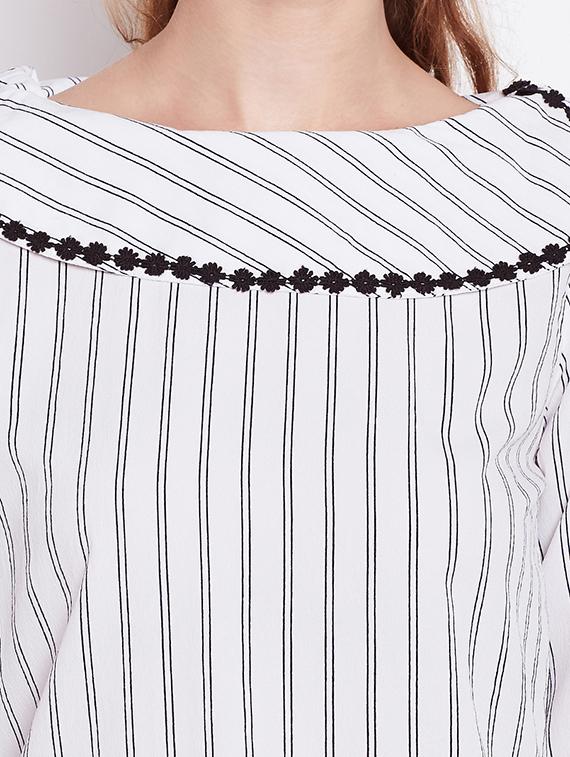 lace detail striped top - 15037764 - Zoom Image - 4