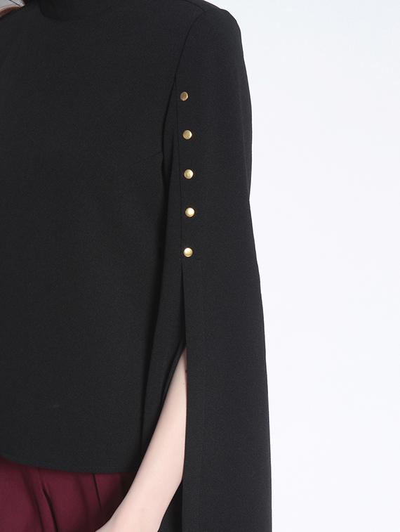 button detail slit sleeved top - 15038411 - Zoom Image - 4