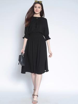 black solid a-line dress - 15040411 - Standard Image - 4