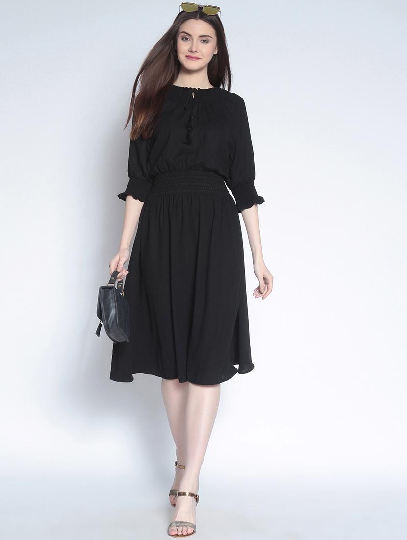 black solid a-line dress - 15040411 - Zoom Image - 4