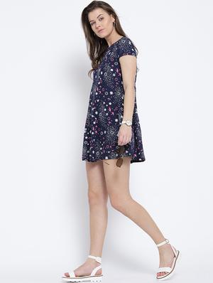 navy blue cotton aline dress - 15041401 - Standard Image - 4