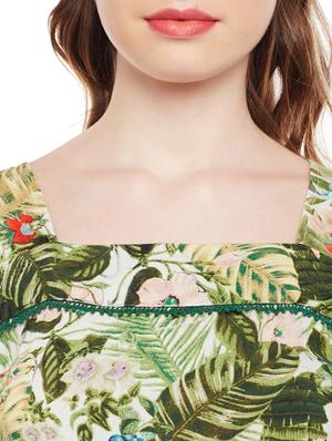 tropical print ruched seam top - 15042633 - Standard Image - 4