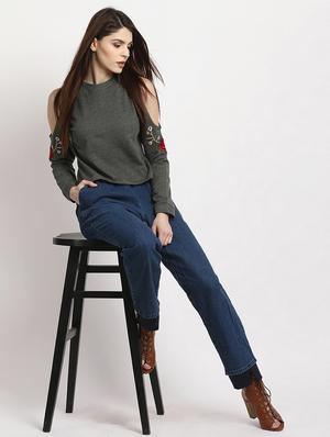 cold shoulder embroidered top - 15044334 - Standard Image - 4