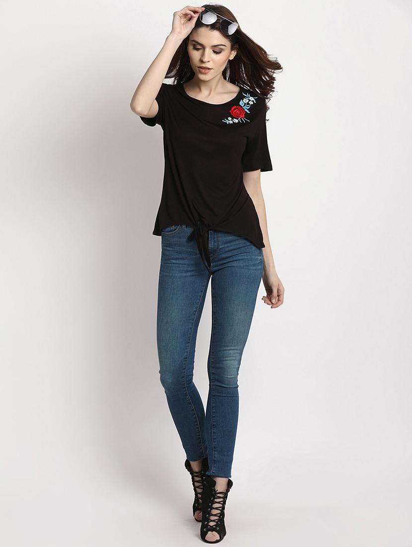 tie knot hem embroidered top - 15044345 - Zoom Image - 4