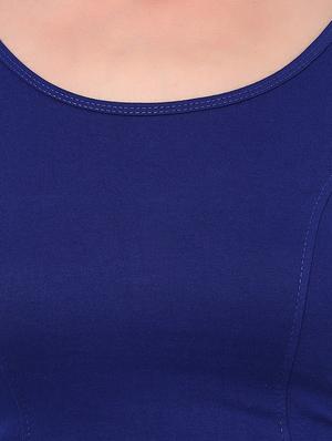 blue cotton lycra solid blouse - 15046140 - Standard Image - 4