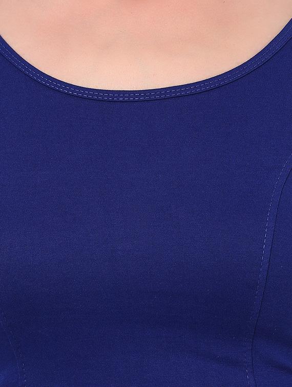 blue cotton lycra solid blouse - 15046140 - Zoom Image - 4