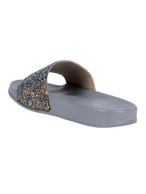 grey faux leather slides - 15046232 - Standard Image - 4