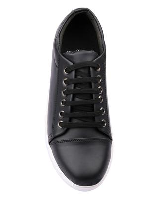 black leatherette lace up sneaker - 15046414 - Standard Image - 4