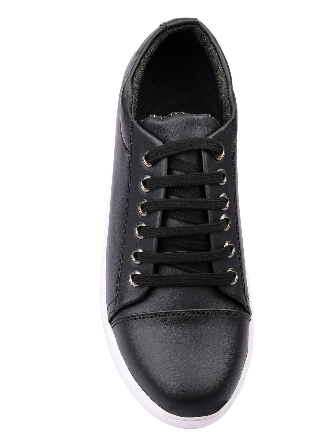 black leatherette lace up sneaker - 15046414 - Zoom Image - 4