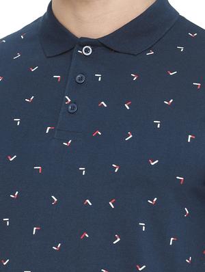 navy blue cotton all over print tshirt - 15046636 - Standard Image - 4