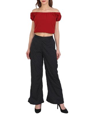 black polka doted crepe palazzo - 15046803 - Standard Image - 4