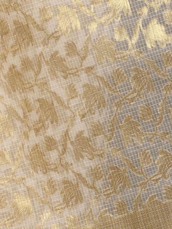 beige chanderi banarasi dupatta - 15046937 - Zoom Image - 4