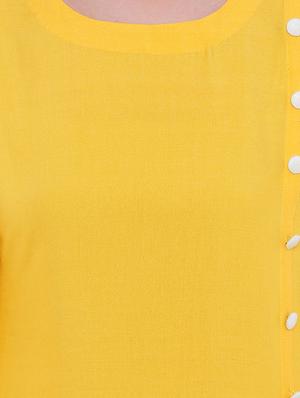 yellow straight slit solid kurta - 15047110 - Standard Image - 4