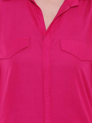 pink shirt collor solid kurta - 15047133 - Standard Image - 4