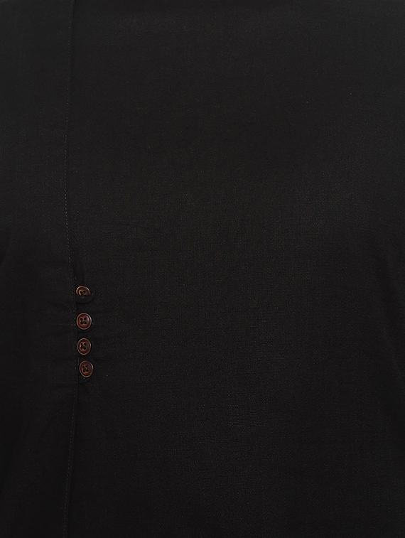 black cotton kurta pyjama set - 15048237 - Zoom Image - 4