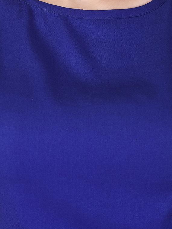 blue rayon solid kurta - 15048398 - Zoom Image - 4