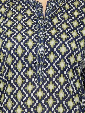 blue cotton asymmetric kurta - 15049791 - Standard Image - 4