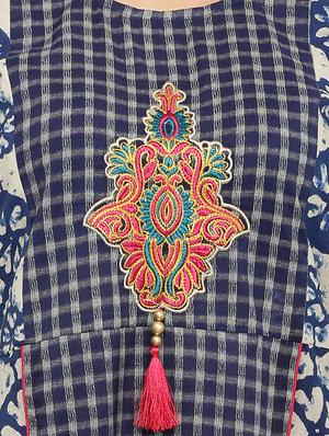 blue cotton aline kurta - 15049795 - Standard Image - 4