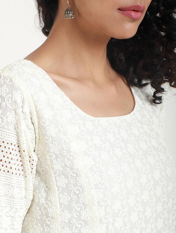 White solid cotton maxi dress - 15049917 - Zoom Image - 4