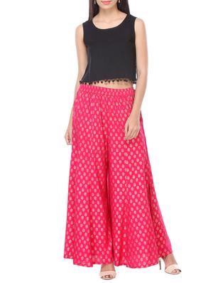 pink rayon palazzo - 15051534 - Standard Image - 4