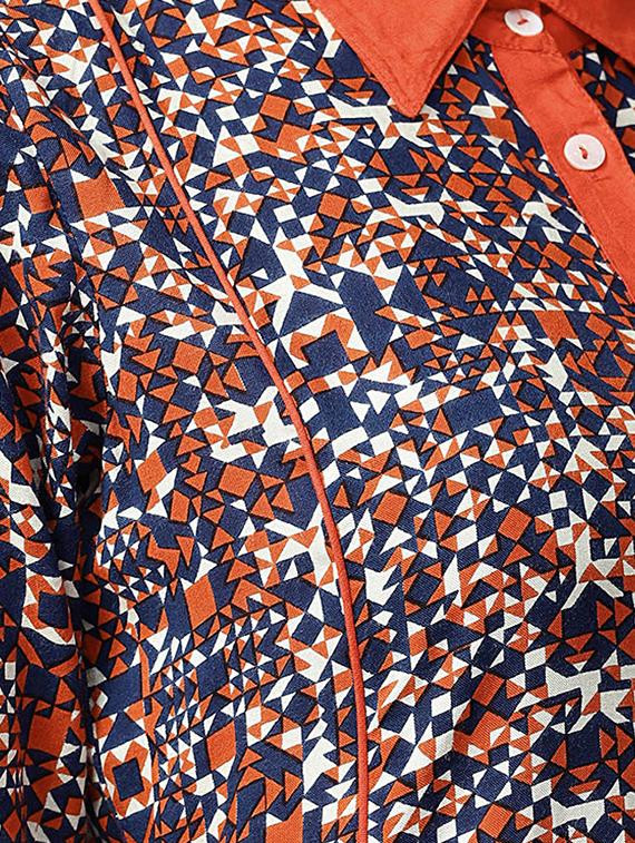 contrast detail flute sleeved a-line dress - 15052436 - Zoom Image - 4