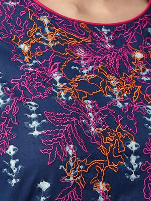 blue cotton straight kurta - 15052450 - Standard Image - 4