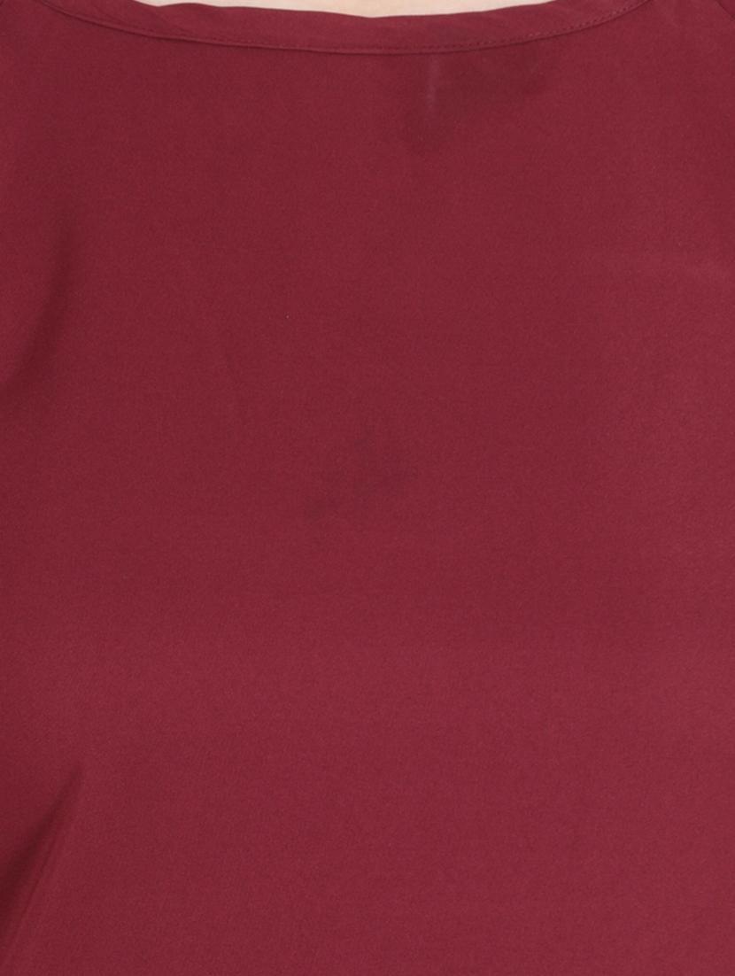 maroon solid crepe top - 15053648 - Zoom Image - 4