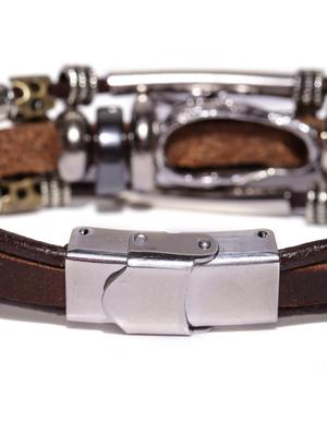 brown silver beaded bracelet - 15055165 - Standard Image - 4