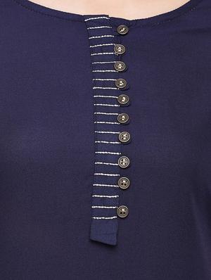 blue viscose straight kurta - 15056036 - Standard Image - 4