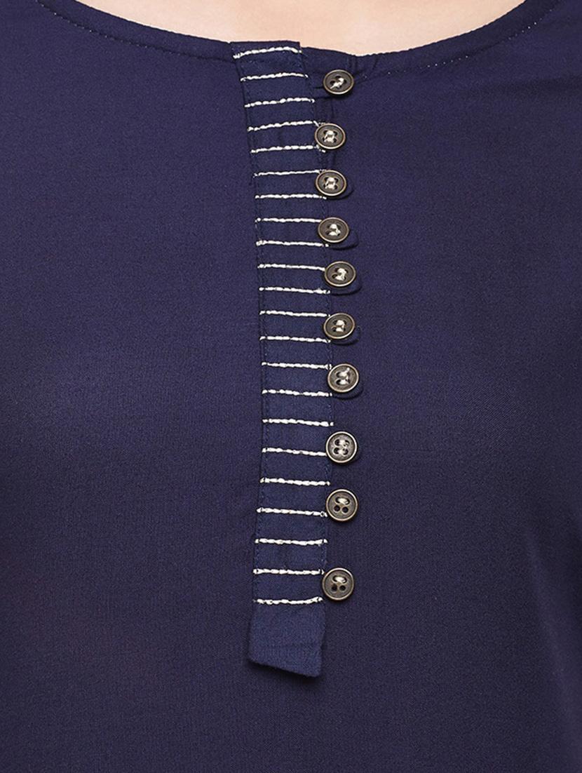 blue viscose straight kurta - 15056036 - Zoom Image - 4