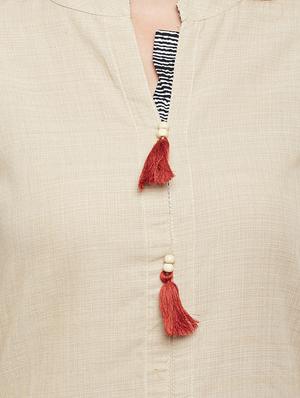 straight kurta with tassels - 15056043 - Standard Image - 4