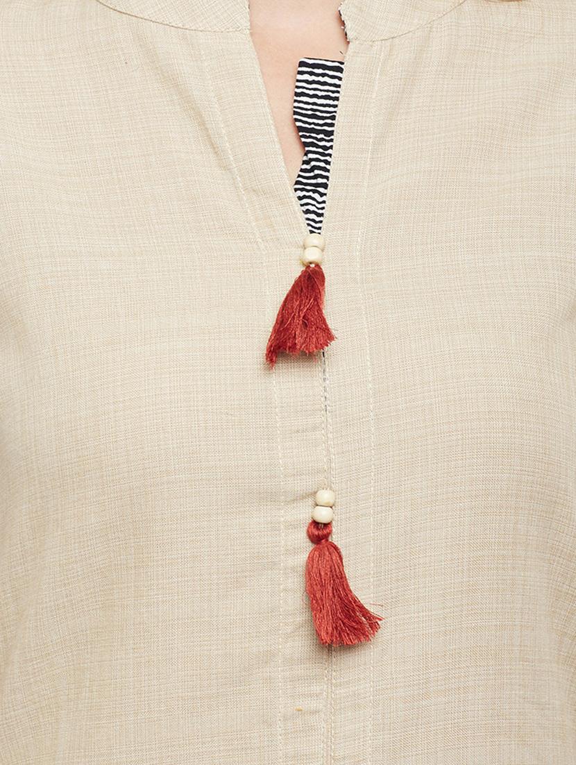 straight kurta with tassels - 15056043 - Zoom Image - 4