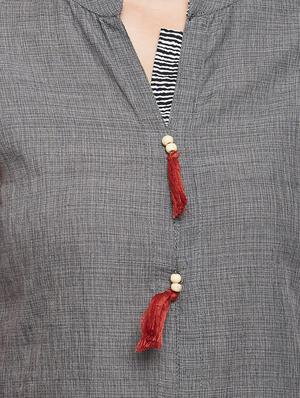 straight kurta with tassels - 15056045 - Standard Image - 4