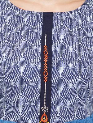 blue cotton high low kurta - 15056063 - Standard Image - 4