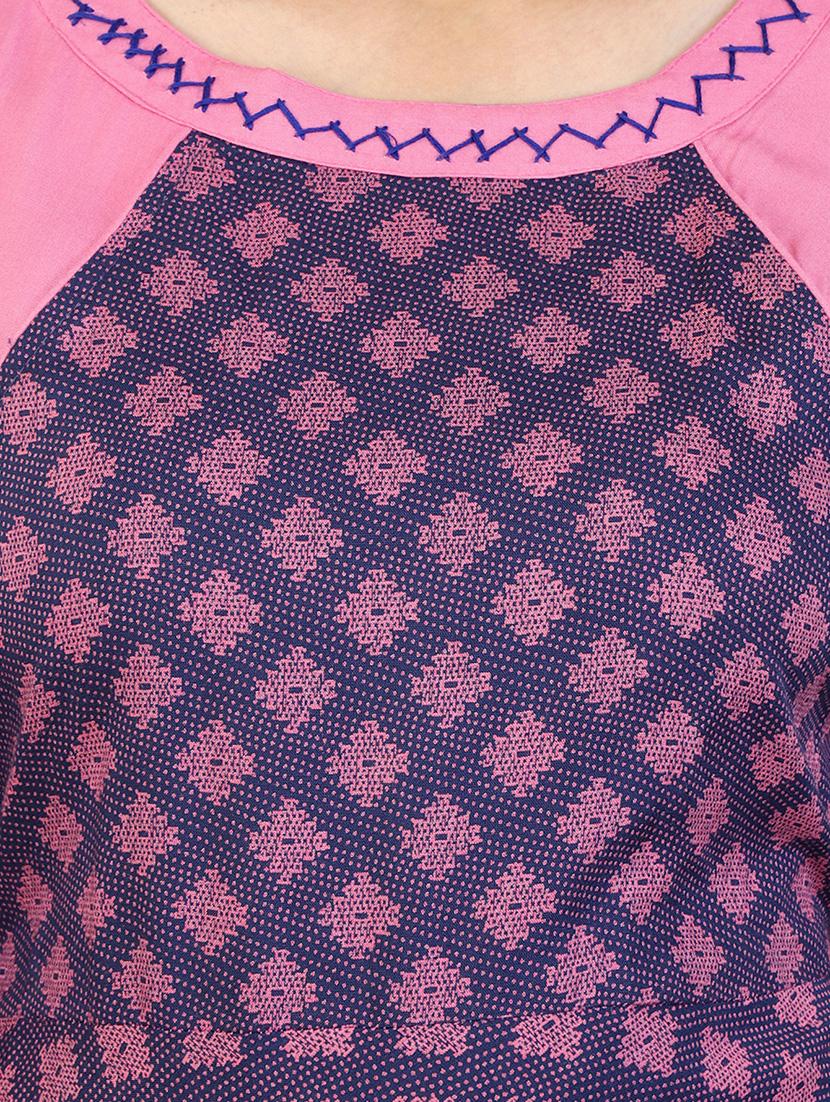 pink viscose flared kurta - 15056274 - Zoom Image - 4