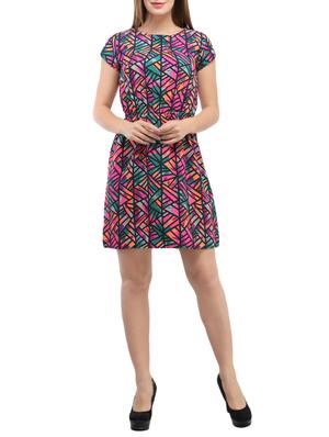 pink crepe printed fit and flare dress - 15057382 - Standard Image - 4