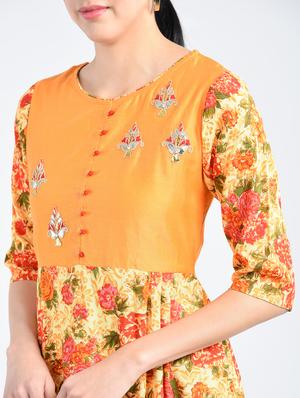 yellow rayon a-line kurta - 15057664 - Standard Image - 4