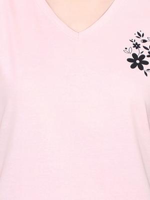 solid tee with floral pajama set - 15059004 - Standard Image - 4