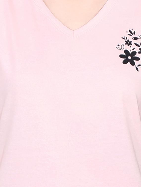 solid tee with floral pajama set - 15059004 - Zoom Image - 4
