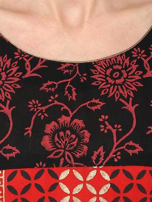 Red cotton straight kurta - 15060221 - Standard Image - 4