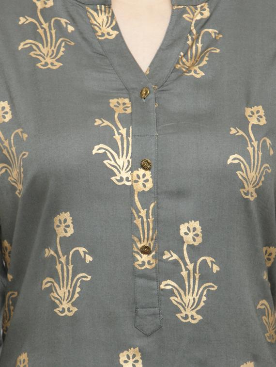 gold foil printed kurta palazzo set - 15060306 - Zoom Image - 4