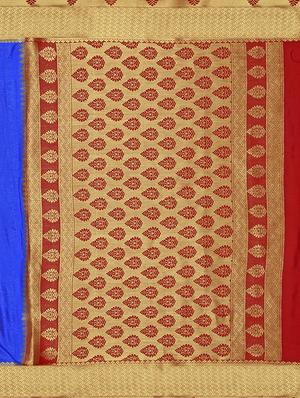blue crepe kanjivaram saree with blouse - 15063691 - Standard Image - 4